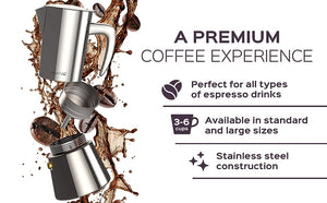 BonVIVO Intenca Stovetop Espresso Maker - Luxurious, Stainless Steel -  Chrome, 10oz